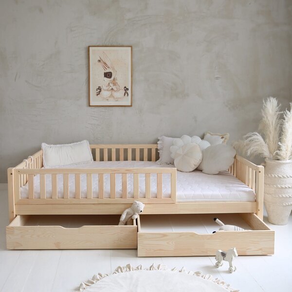 Dětská postel Basic love 200x140 cm se šuplíkem - přírodní