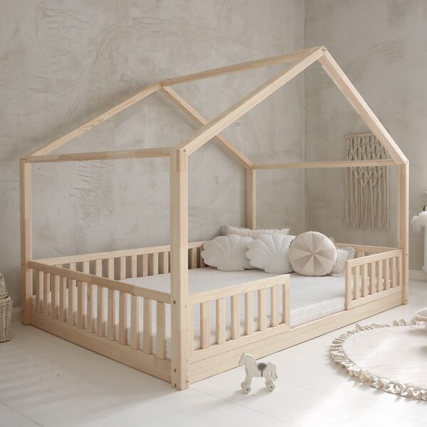 Domečková postel Housebed duo 200x140 cm - bezbarvý lak