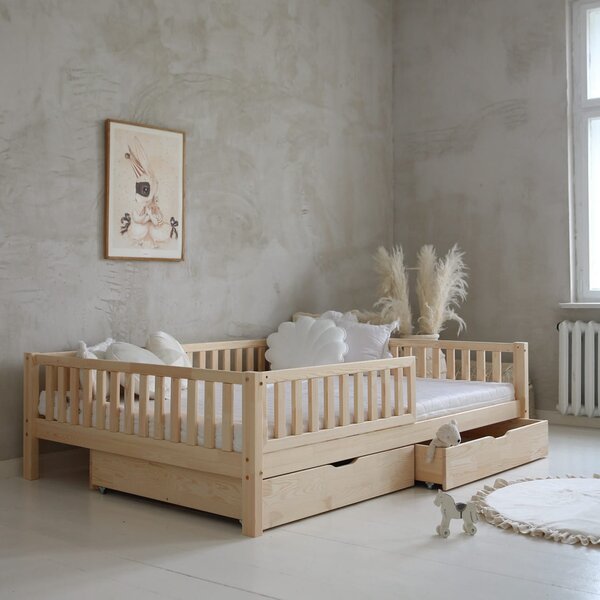 Dětská postel Basic love 200x140 cm se šuplíkem - přírodní