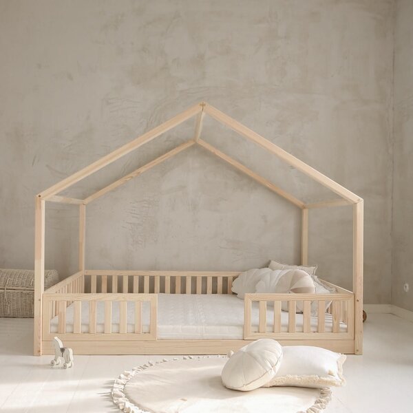Domečková postel Housebed duo 200x140 cm - bezbarvý lak