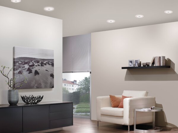 Paulmann 92543 Premium Line wirl LED, set 3 ks zápustných LED svítidlel, 6W LED v teple bílé barvě světla, matný chrom, prům. 15cm