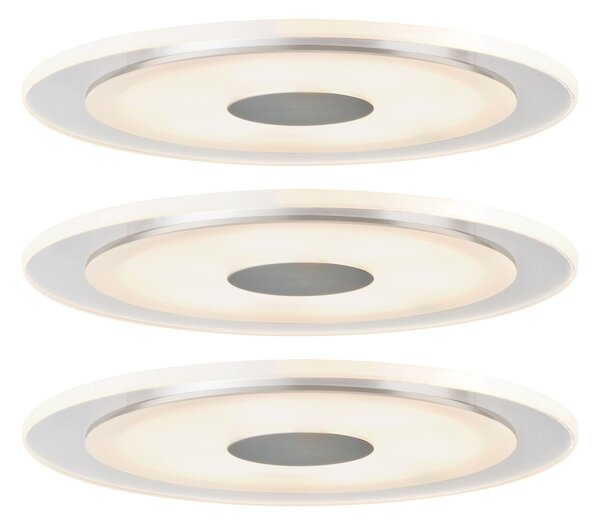 Paulmann 92543 Premium Line wirl LED, set 3 ks zápustných LED svítidlel, 6W LED v teple bílé barvě světla, matný chrom, prům. 15cm