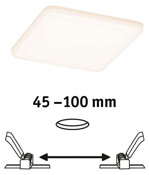 Paulmann 92394 Veluna VariFit, hranaté zápustné svítidlo, 8,5W LED 3000K, 12,5x12,5cm, IP44