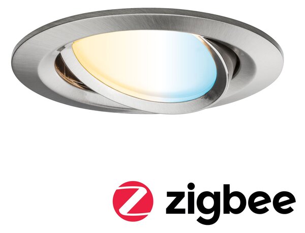 Paulmann 92961 ZigBee LED Nova Plus Coin, zapuštěná bodovka 1x6.5W se změnou teploty světla, kartáčovaný hliník