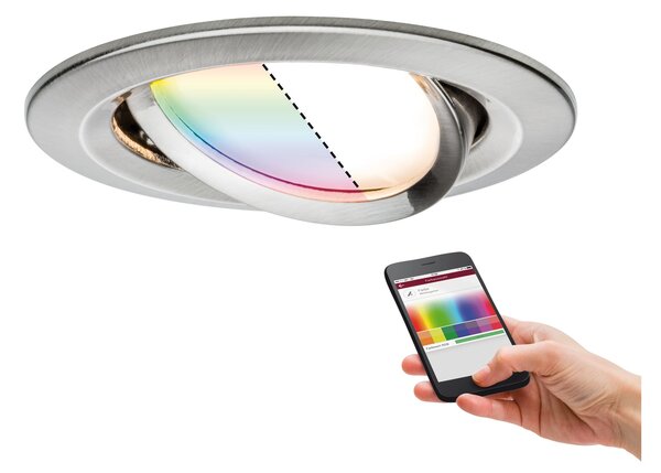 Paulmann 92964 ZigBee LED Nova Plus Coin, zapuštěná bodovka 1x3.5W RGBW kartáčovaný hliník