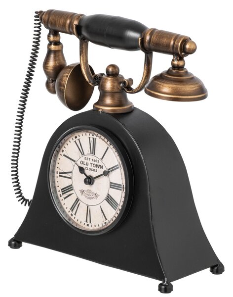 Stolní kovové hodiny ve tvaru starého telefonu - 26*9*25 cm - J-Line by Jolipa