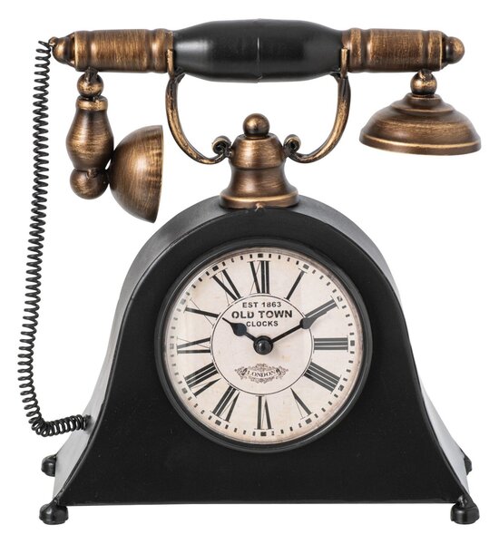 Stolní kovové hodiny ve tvaru starého telefonu - 26*9*25 cm - J-Line by Jolipa