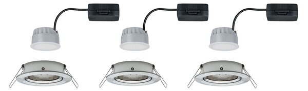 Paulmann 93447 LED Coin Nova round, set kulatých bodovek v úpravě broušená ocel, 3x6W LED 2700K, prům.8,4cm