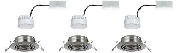 Paulmann 93421 LED base, set kulatých bodovek z kartáčovaného hliníku, 3x6,5W LED 3000K, prům. 9cm