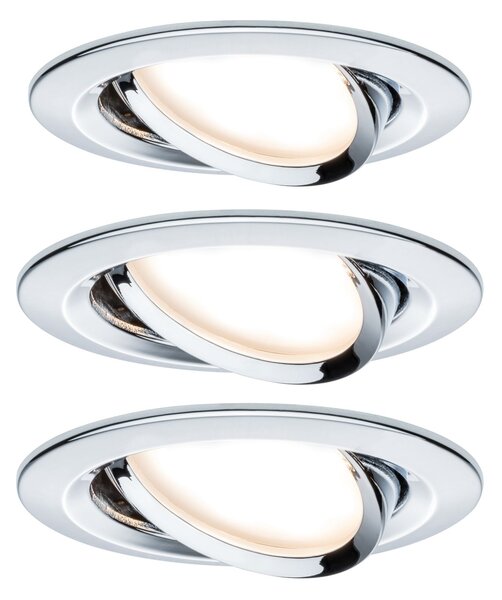 Paulmann 93452 LED Coin Nova round, set kulatých bodovek v chromové úpravě, 3x6W LED 2700K, prům.8,4cm