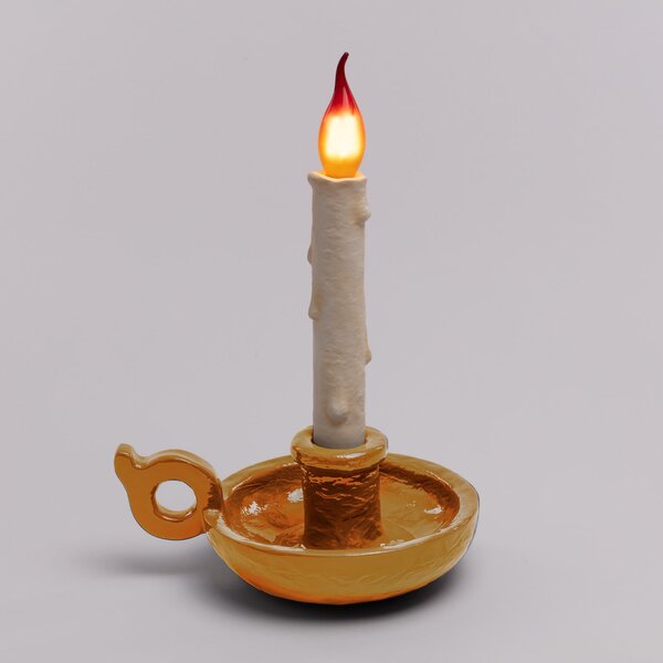 Stolní lampa SELETTI, Grimm Bugia, stmívatelné, Zlatá / mosazná, Obývací pokoj, Plast, Design