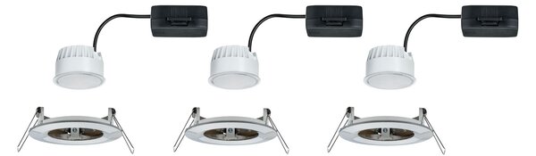 Paulmann 93458 LED Coin Nova round, set kulatých bodovek v úpravě kartáčovaná ocel, 3x6W LED 2700K, prům.7,8cm, IP44