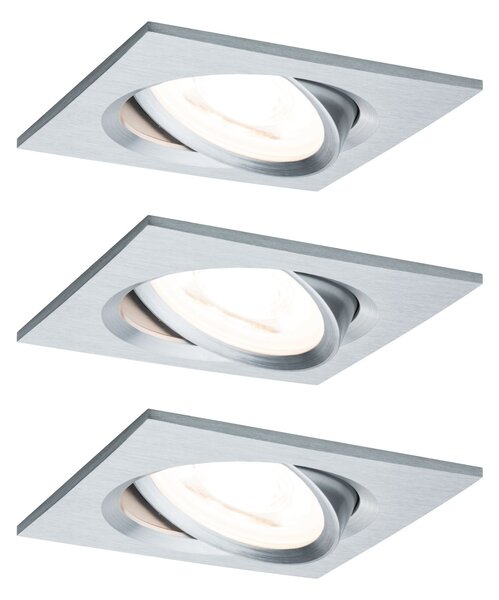 Paulmann 93456 LED Coin Nova rectangular, set hranatých bodovek z kartáčovaného hliníku, 3x6,5W LED 2700K, 8,4x8,4cm