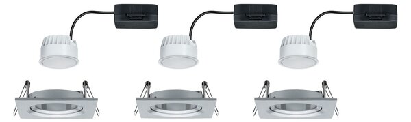 Paulmann 93456 LED Coin Nova rectangular, set hranatých bodovek z kartáčovaného hliníku, 3x6,5W LED 2700K, 8,4x8,4cm