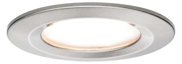 Paulmann 93457 LED Coin Nova round, kulatá bodovka v úpravě broušená ocel, 1x6W LED 2700K, prům.7,8cm, IP44