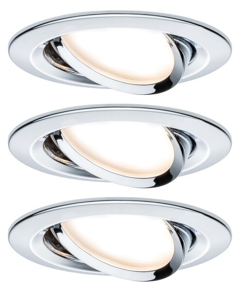 Paulmann 93470 LED Nova round, set kulatých bodovka v úpravě chrom, 3x6,5W LED 2700K GU10, 3 krokové stmívání, prům.8,4cm