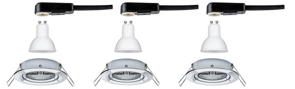 Paulmann 93470 LED Nova round, set kulatých bodovka v úpravě chrom, 3x6,5W LED 2700K GU10, 3 krokové stmívání, prům.8,4cm