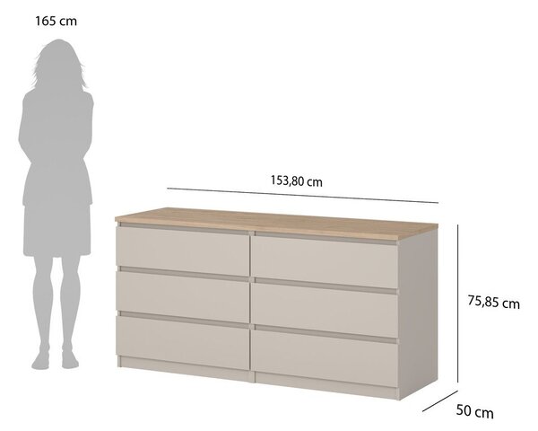 Krémová komoda 154x76x50 cm Naia – Tvilum