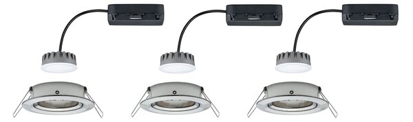 Paulmann 93878 Premium LED Slim Coin Satin, náklopná zápustná bodovka 3x6,8W LED 2700K stmívatelná, kartáčovaný kov, prům. 8,4cm