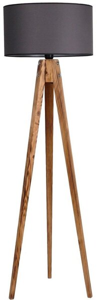 Tmavě šedá/v přírodní barvě stojací lampa s textilním stínidlem (výška 153 cm) Tripod – Opviq lights