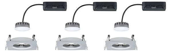 Paulmann 93895 Premium LED Slim Coin, hranatá zápustná bodovka 3x6,8W LED 2700K stmívatelná, broušený hliník, 7,8x7,8cm, IP44
