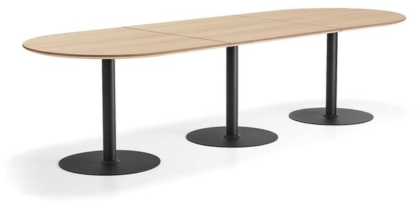 AJ Produkty Stůl METRIC, oválný, 3000x1000x720 mm, černá/dub