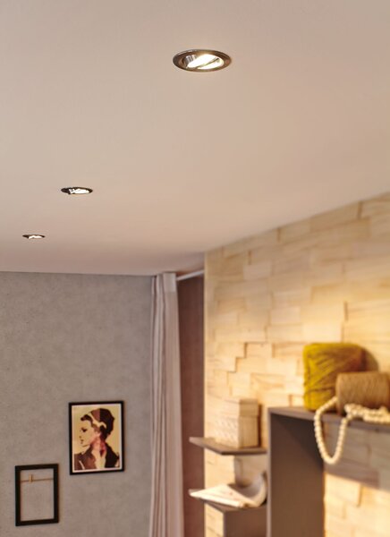 Paulmann 93879 Premium LED Slim Coin Satin, náklopná zápustná bodovka 1x6,8W LED 2700K stmívatelná, chrom, prům. 8,4cm