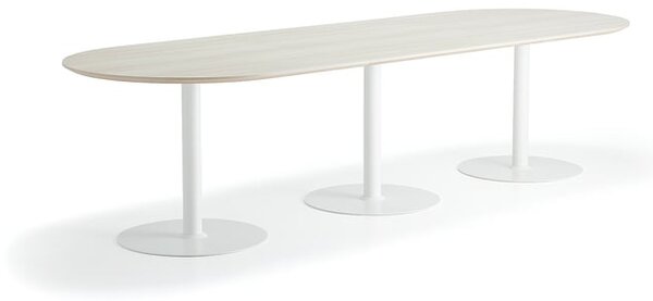 AJ Produkty Stůl METRIC, oválný, 3000x1000x720 mm, bílá/jasan