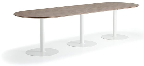 AJ Produkty Stůl METRIC, oválný, 3000x1000x720 mm, bílá/ořech
