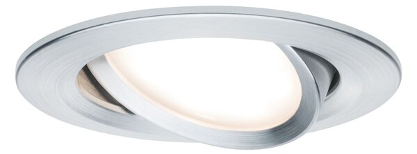 Paulmann 93902 Premium LED Slim Coin Satin, náklopná zápustná bodovka 1x6,8W LED 2700K stmívatelná, soustružený hliník, prům. 8,4cm