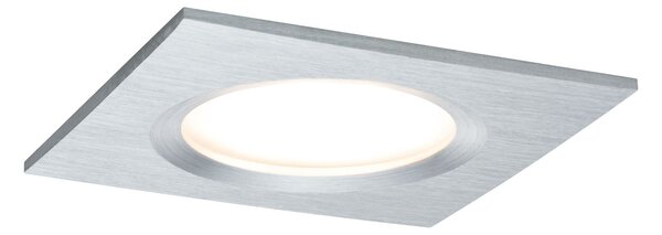 Paulmann 93895 Premium LED Slim Coin, hranatá zápustná bodovka 3x6,8W LED 2700K stmívatelná, broušený hliník, 7,8x7,8cm, IP44