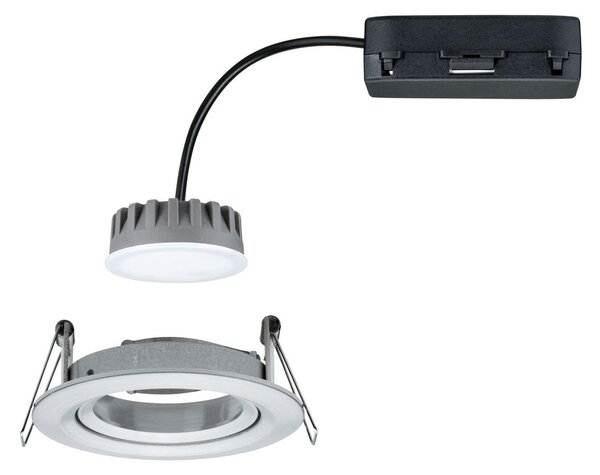 Paulmann 93902 Premium LED Slim Coin Satin, náklopná zápustná bodovka 1x6,8W LED 2700K stmívatelná, soustružený hliník, prům. 8,4cm