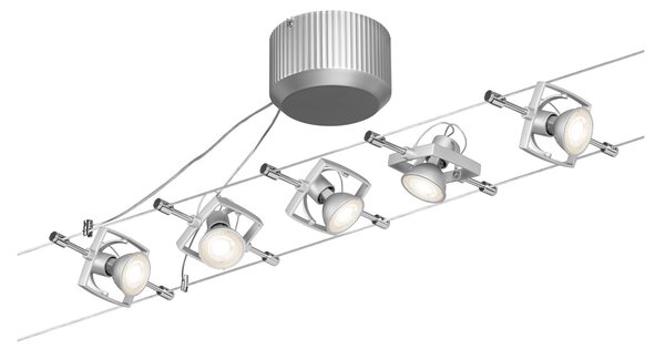 Paulmann 94133 Mac2, lankový systém, 5x max 10W LED 12V, matný chrom, 500cm