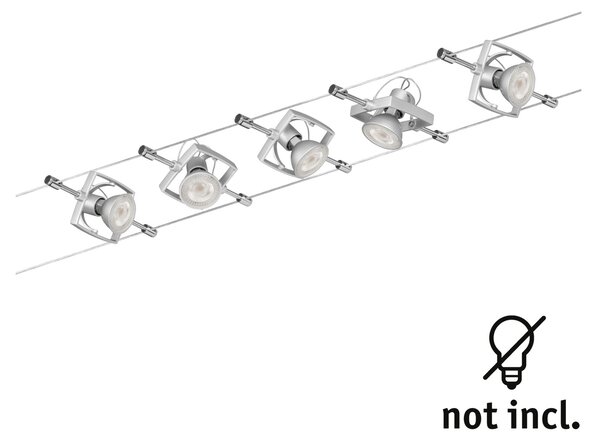 Paulmann 94133 Mac2, lankový systém, 5x max 10W LED 12V, matný chrom, 500cm