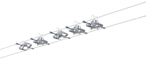 Paulmann 94133 Mac2, lankový systém, 5x max 10W LED 12V, matný chrom, 500cm