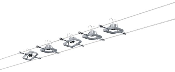 Paulmann 94133 Mac2, lankový systém, 5x max 10W LED 12V, matný chrom, 500cm