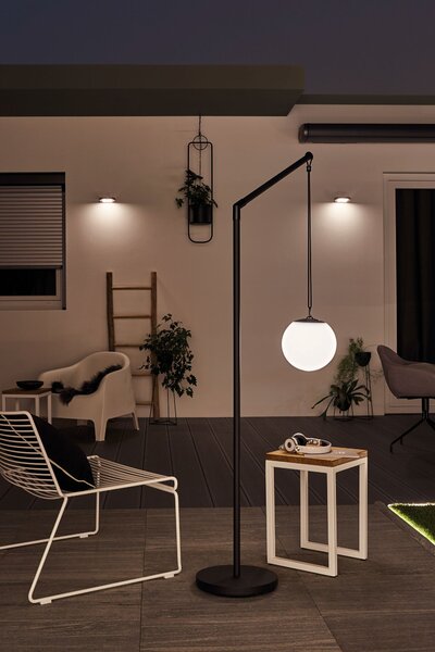 Paulmann 94247 Ryse, stříbrné nástěnné solární svítidlo se senzorem, 1,2W LED 3000K, šířka 15,4cm, IP44