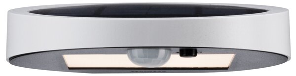 Paulmann 94247 Ryse, stříbrné nástěnné solární svítidlo se senzorem, 1,2W LED 3000K, šířka 15,4cm, IP44