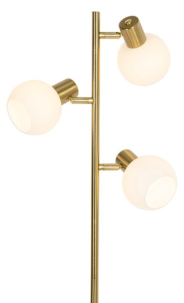Stojací lampa zlatá s opálovým sklem 3-světlo nastavitelná - Anouk