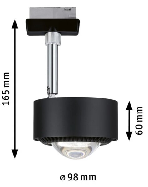 Paulmann 96927 Aldan, spot pro Urail systém, 9W LED 2700K stmívatelné, matná černá, výška 17cm
