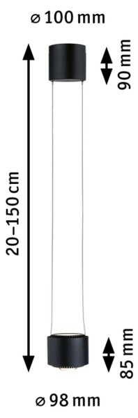 Paulmann 94972 Aldan, závěs pro Urail systém, 13W LED 2700K stmívatelné, matná černá, výška 8,5cm