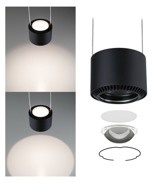 Paulmann 94972 Aldan, závěs pro Urail systém, 13W LED 2700K stmívatelné, matná černá, výška 8,5cm