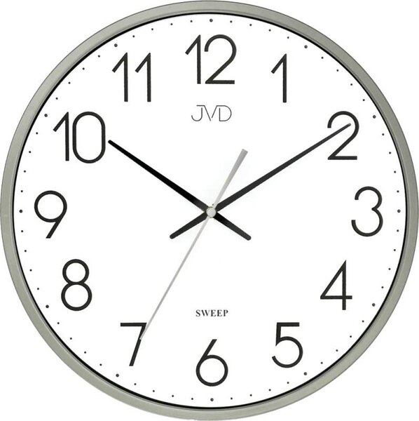 JVD Šedá nástěnné tiché netikající hodiny JVD HX8016.5 (netikající plynulý chod)