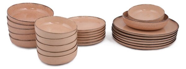 24dílná sada růžového porcelánového nádobí Kütahya Porselen Pearl