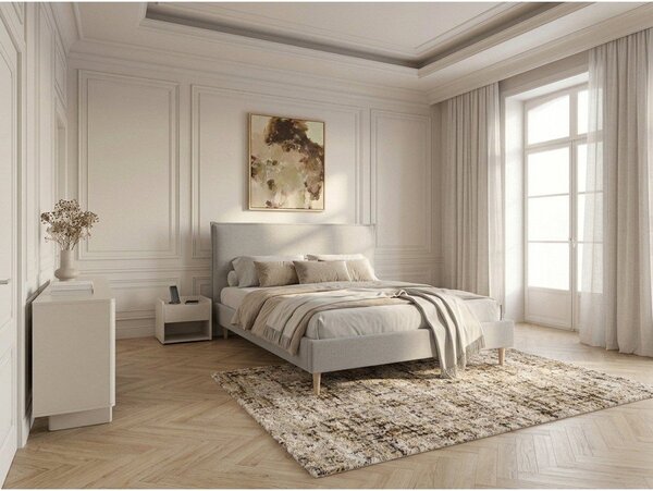 Béžová čalouněná dvoulůžková postel s roštem 160x200 cm Sary – Bobochic Paris