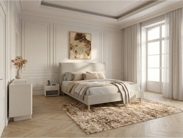 Béžová čalouněná dvoulůžková postel s roštem 160x200 cm Sary – Bobochic Paris