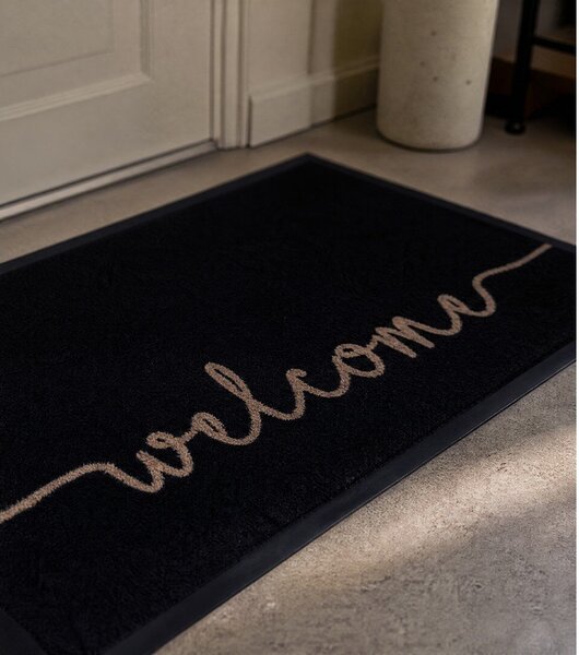 Černá rohožka Hanse Home Cozy Welcome, 45 x 75 cm