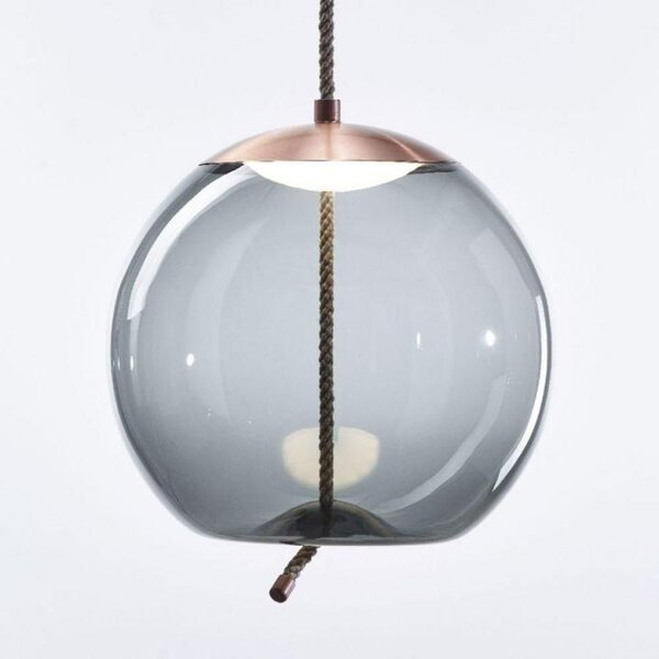 Brokis PC01016_003 Knot Sfera, závěsné svítidlo, šedé kouřové sklo - měď, 14W LED 2700K stmívatelné, prům.50cm