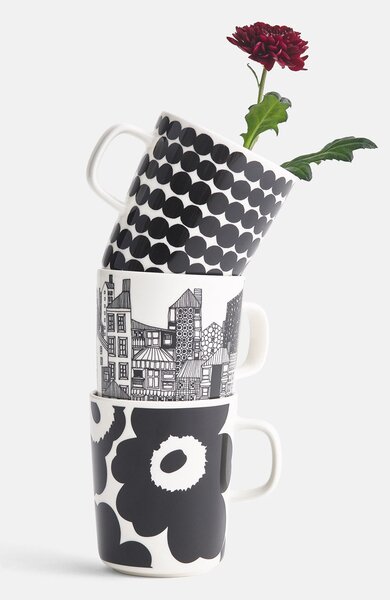 Marimekko Hrnek Oiva Unikko 250ml černý