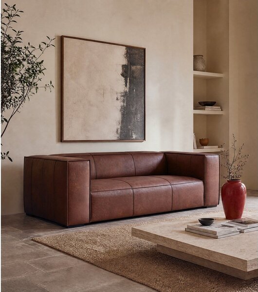 Koňakově hnědá kožená pohovka 227 cm Madame – Windsor & Co Sofas
